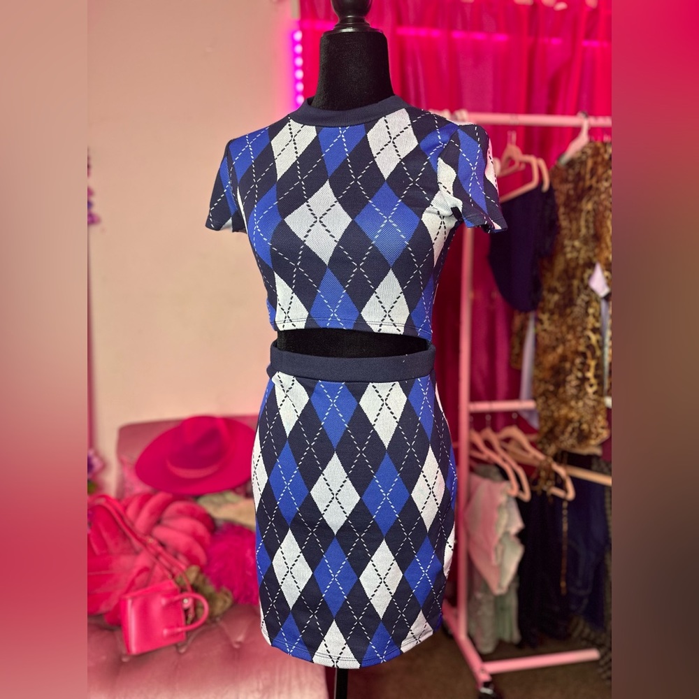 Women’s Serena plaid blue cutout dress